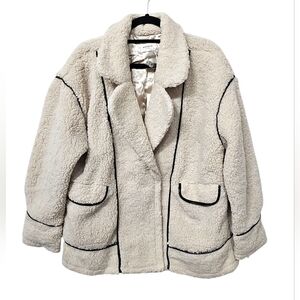 NWT Andree By Unit Teddy Sherpa Jacket Size L Cream Oversized